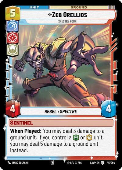 Zeb Orellios Spectre Four (LAW) #45/264 Uncommon (Near Mint) A Lawless Time Star Wars: Unlimited: 2026