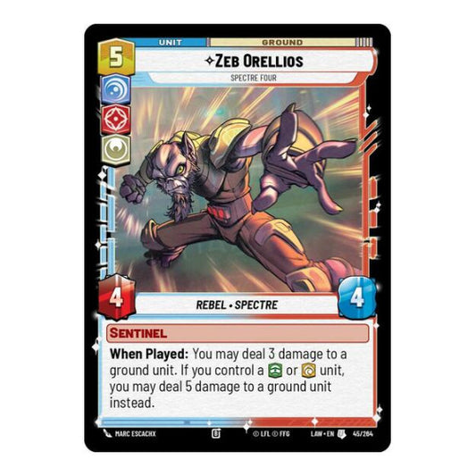 Zeb Orellios - Spectre Four (LAW) #45/264 Uncommon (Near Mint) A Lawless Time Star Wars: Unlimited: 2026