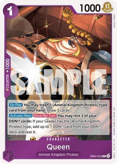 Queen (OP14) #EB04-032 Rare (Foil Lightly Played) The Azure Sea's Seven One Piece Card Game: 2026