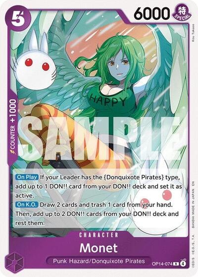 Monet (OP14) #OP14-074 Rare (Foil Lightly Played) The Azure Sea's Seven One Piece Card Game: 2026