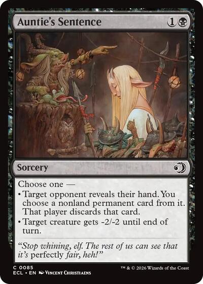 Aunties Sentence (ECL) #85 Common (Lightly Played) Lorwyn Eclipsed Magic: The Gathering: 2026