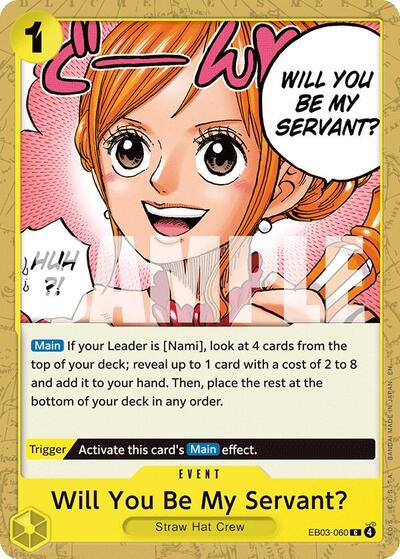 Will You Be My Servant? (EB-03) #EB03-060 Common (Near Mint) Extra Booster: One Piece Heroines Edition One Piece Card Game: 2026