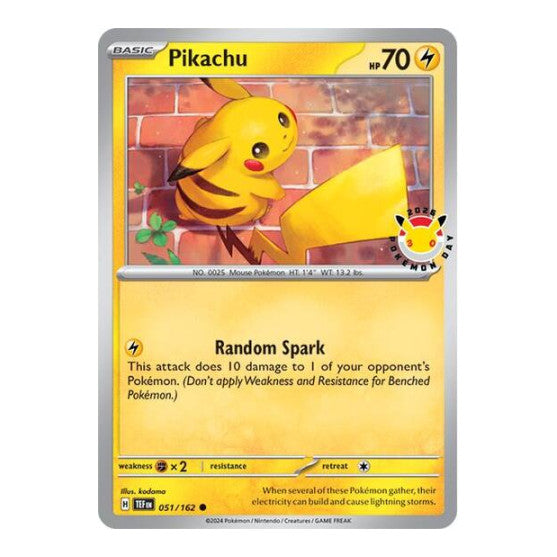Pikachu (Pokemon Day 2026) (MCAP) #051/162 Common (Holofoil Near Mint) Miscellaneous Cards & Products Pokemon: 2026