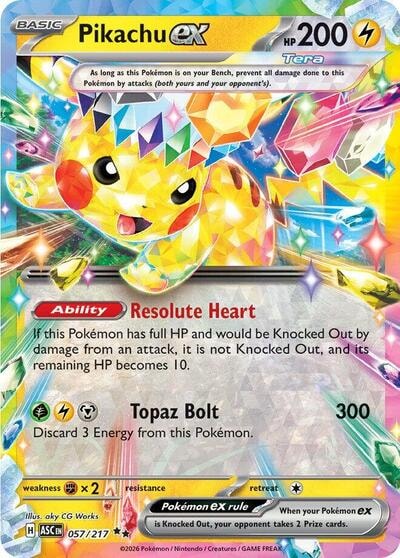 Pikachu ex - 057/217 (ASC) #057/217 Double Rare (Holofoil Near Mint) ME: Ascended Heroes Pokemon: 2026