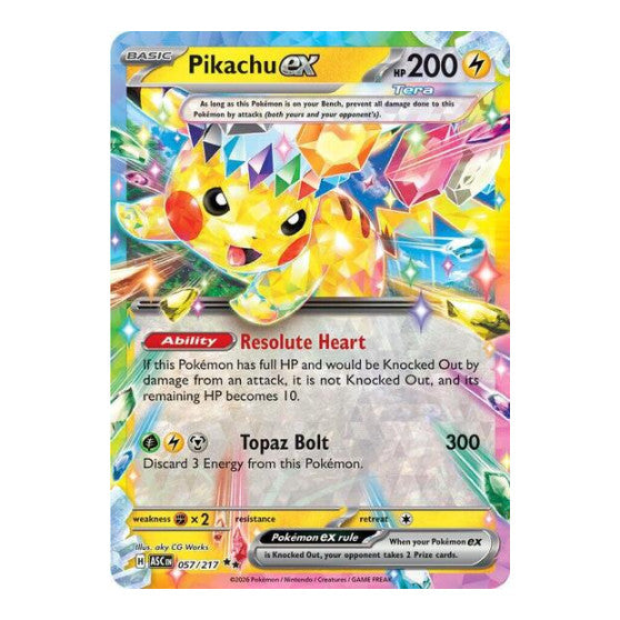 Pikachu ex - 057/217 (ASC) #057/217 Double Rare (Holofoil Near Mint) ME: Ascended Heroes Pokemon: 2026