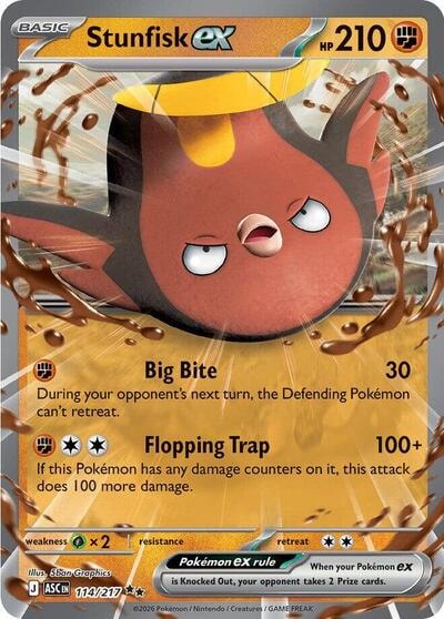 Stunfisk ex - 114/217 (ASC) #114/217 Double Rare (Holofoil Near Mint) ME: Ascended Heroes Pokemon: 2026
