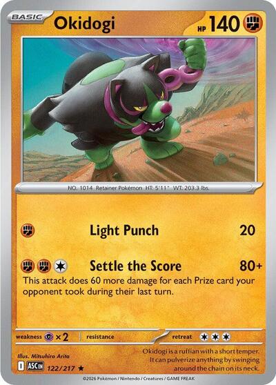 Okidogi (ASC) #122/217 Rare (Holofoil Near Mint) ME: Ascended Heroes Pokemon: 2026