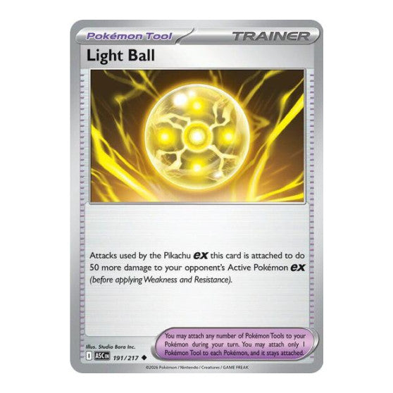 Light Ball (ASC) #191/217 Uncommon (Reverse Holofoil Near Mint) ME: Ascended Heroes Pokemon: 2026
