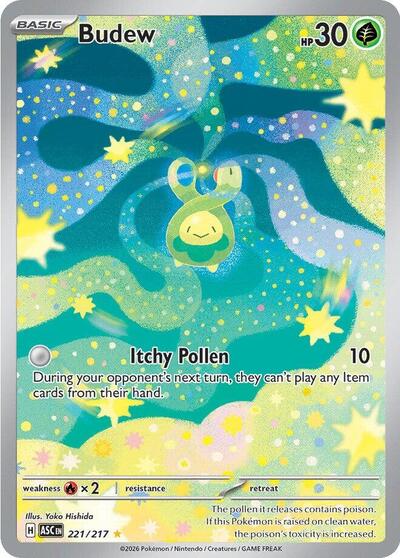 Budew 221 217 (ASC) #221/217 Illustration Rare (Holofoil Near Mint) ME: Ascended Heroes Pokemon: 2026