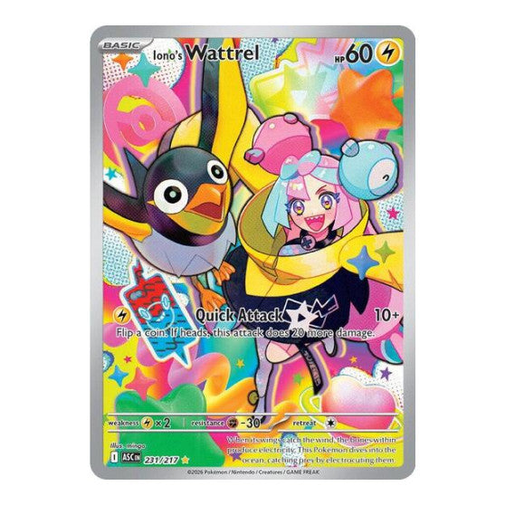 Iono's Wattrel - 231/217 (ASC) #231/217 Illustration Rare (Holofoil Near Mint) ME: Ascended Heroes Pokemon: 2026