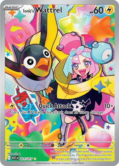 Ionos Wattrel 231 217 (ASC) #231/217 Illustration Rare (Holofoil Near Mint) ME: Ascended Heroes Pokemon: 2026