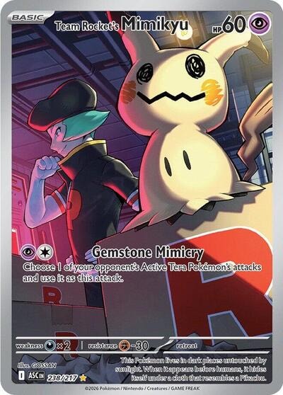 Team Rocket's Mimikyu - 238/217 (ASC) #238/217 Illustration Rare (Holofoil Near Mint) ME: Ascended Heroes Pokemon: 2026