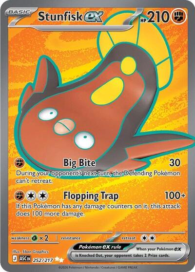 Stunfisk ex 252 217 (ASC) #252/217 Ultra Rare (Holofoil Near Mint) ME: Ascended Heroes Pokemon: 2026