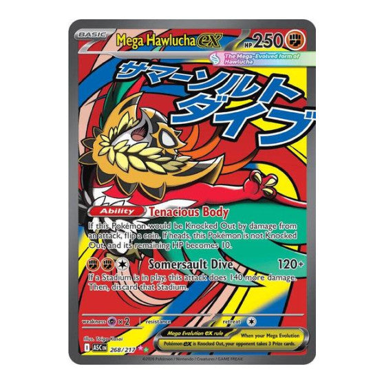 Mega Hawlucha ex - 268/217 (ASC) #268/217 Mega Attack Rare (Holofoil Near Mint) ME: Ascended Heroes Pokemon: 2026