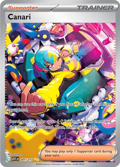 Canari 291 217 (ASC) #291/217 Special Illustration Rare (Holofoil Near Mint) ME: Ascended Heroes Pokemon: 2026