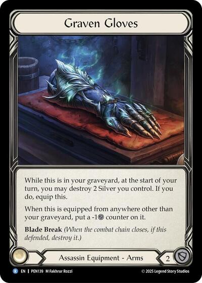 Graven Gloves (PEN) #PEN139 Rare (Cold Foil Near Mint) Compendium of Rathe Flesh & Blood TCG: 2026