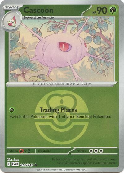 Cascoon Love Ball (ASC) #014/217 Common (Reverse Holofoil Near Mint) ME: Ascended Heroes Pokemon: 2026
