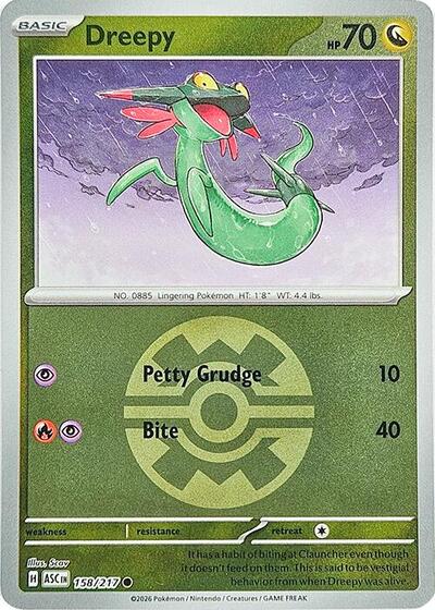 Dreepy 158 217 Quick Ball (ASC) #158/217 Common (Reverse Holofoil Near Mint) ME: Ascended Heroes Pokemon: 2026