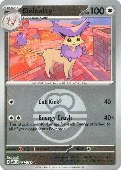 Delcatty Love Ball (ASC) #166/217 Uncommon (Reverse Holofoil Near Mint) ME: Ascended Heroes Pokemon: 2026