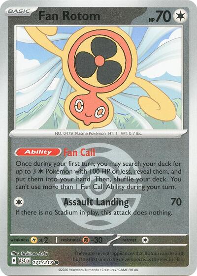 Fan Rotom 171 217 Dusk Ball (ASC) #171/217 Common (Reverse Holofoil Near Mint) ME: Ascended Heroes Pokemon: 2026