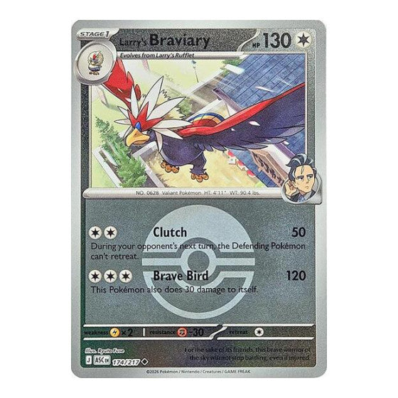 Larry's Braviary (Poke Ball) (ASC) #174/217 Uncommon (Reverse Holofoil Near Mint) ME: Ascended Heroes Pokemon: 2026