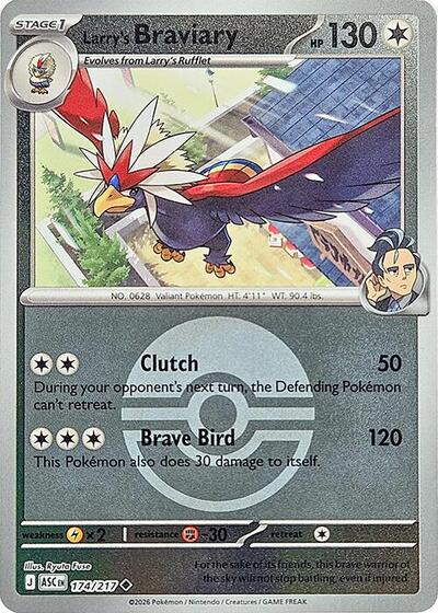 Larrys Braviary Poke Ball (ASC) #174/217 Uncommon (Reverse Holofoil Near Mint) ME: Ascended Heroes Pokemon: 2026