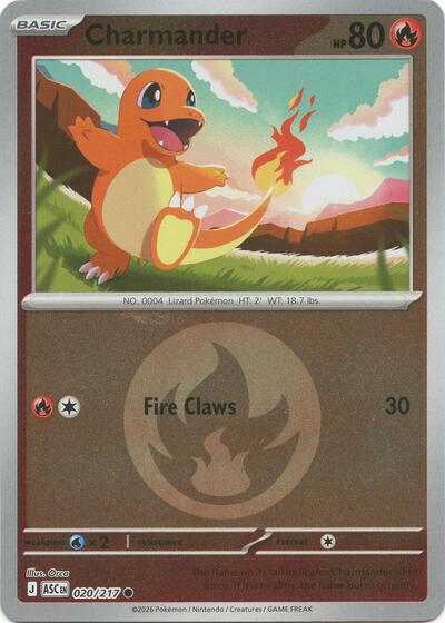Charmander Energy Symbol Pattern (ASC) #020/217 Common (Reverse Holofoil Near Mint) ME: Ascended Heroes Pokemon: 2026