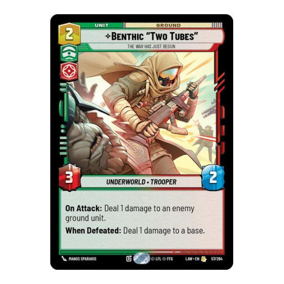 Benthic "Two Tubes" - The War Has Just Begun (LAW) #57/264 Rare (Near Mint) A Lawless Time Star Wars: Unlimited: 2026