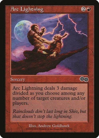 1998 Magic: Urza's Saga (USG) - Arc Lightning (#174, Common) (Lightly Played)