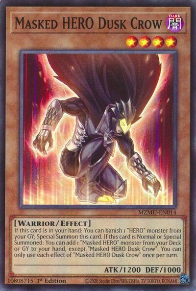 Masked HERO Dusk Crow () #MZMU-EN014 Super Rare (1st Edition Near Mint) Maze of Muertos YuGiOh: 2026