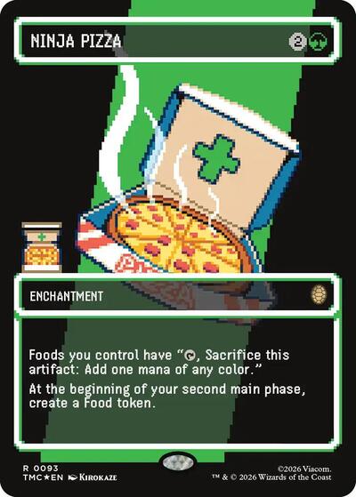 Ninja Pizza (Borderless) (Surge Foil) (TMC) #93 Rare (Foil Near Mint) Commander: Teenage Mutant Ninja Turtles Magic: The Gathering: 2026