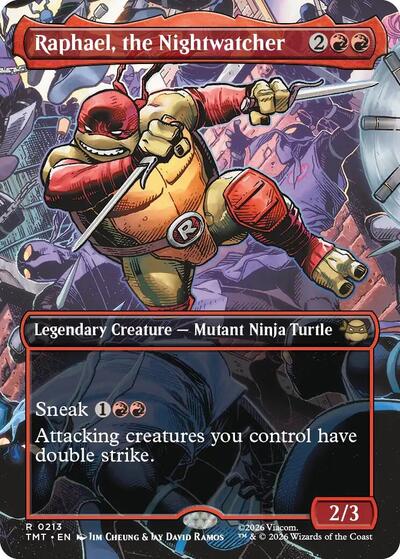 Raphael the Nightwatcher Borderless (TMT) #213 Rare (Lightly Played) Teenage Mutant Ninja Turtles Magic: The Gathering: 2026