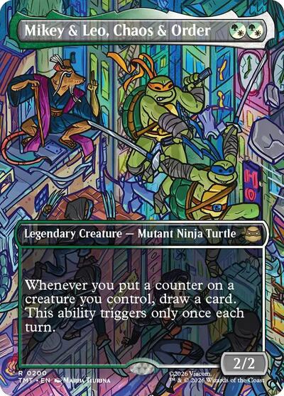 Mikey and Leo Chaos and Order Borderless (TMT) #200 Rare (Foil Near Mint) Teenage Mutant Ninja Turtles Magic: 2026
