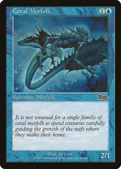 Coral Merfolk (USG) #67 Common (Lightly Played) Urza's Saga Magic: The Gathering: 1998