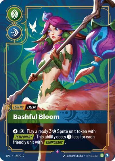 Lillia Bashful Bloom (UNL) #189/219 Rare (Foil Near Mint) Unleashed Riftbound: League of Legends Trading Card Game: 2026