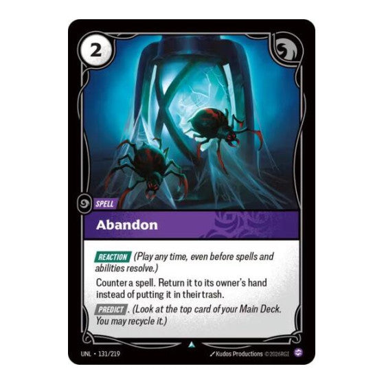 Abandon (UNL) #131/219 Uncommon Unleashed Riftbound: League of Legends Trading Card Game: 2026