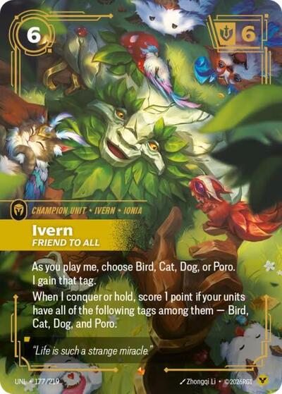 Ivern Friend to All (UNL) #177/219 Epic (Foil Near Mint) Unleashed Riftbound League of Legends Trading Card Game: 2026