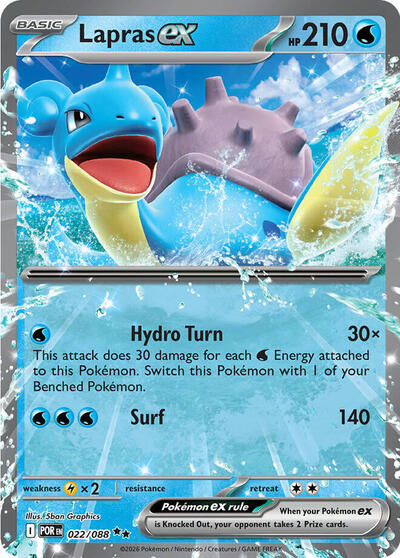 Lapras ex (POR) #022/088 Double Rare (Holofoil Near Mint) ME03: Perfect Order Pokemon: 2026