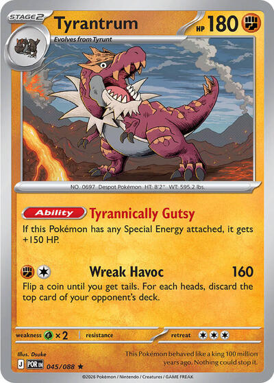 Tyrantrum (POR) #045/088 Rare (Holofoil Near Mint) ME03: Perfect Order Pokemon: 2026