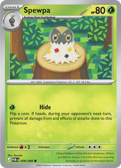 Spewpa 008 088 (POR) #008/088 Common (Reverse Holofoil Near Mint) ME03: Perfect Order Pokemon: 2026