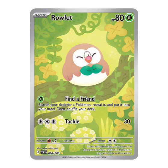 Rowlet - 090/088 (POR) #090/088 Illustration Rare (Holofoil Near Mint) ME03: Perfect Order Pokemon: 2026