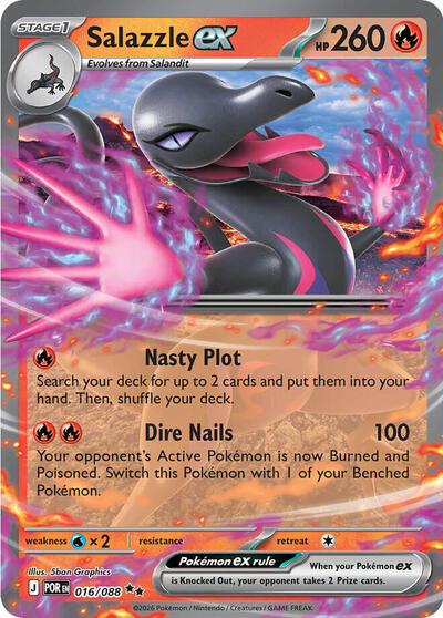 Salazzle ex 016 088 (POR) #016/088 Double Rare (Holofoil Near Mint) ME03: Perfect Order Pokemon: 2026