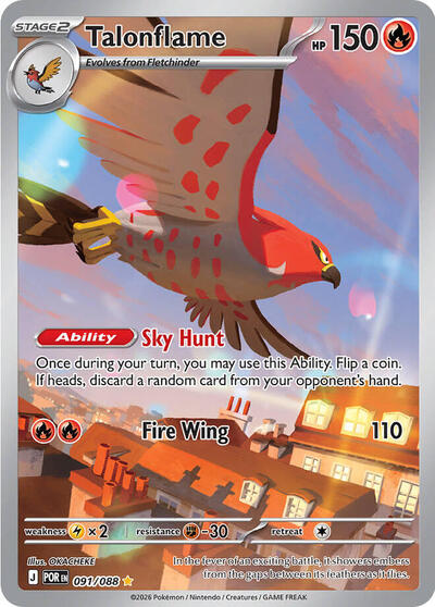 Talonflame 091 088 (POR) #091/088 Illustration Rare (Holofoil Near Mint) ME03: Perfect Order Pokemon: 2026