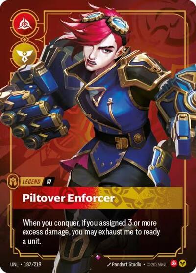 Vi - Piltover Enforcer (UNL) #187/219 Rare (Foil Near Mint) Unleashed Riftbound: League of Legends Trading Card Game: 2026