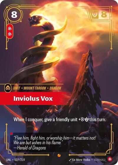 Inviolus Vox (UNL) #027/219 Epic (Foil Near Mint) Unleashed Riftbound: League of Legends Trading Card Game: 2026