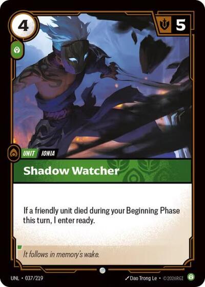 Shadow Watcher (UNL) #037/219 Common Unleashed Riftbound League of Legends Trading Card Game: 2026