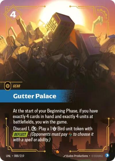 Gutter Palace (UNL) #088/219 Epic (Foil Near Mint) Unleashed Riftbound: League of Legends Trading Card Game: 2026