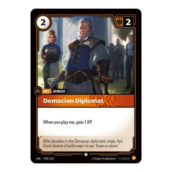 Demacian Diplomat (UNL) #092/219 Common Unleashed Riftbound: League of Legends Trading Card Game: 2026