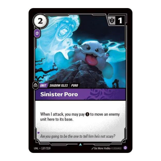 Sinister Poro (UNL) #137/219 Uncommon Unleashed Riftbound: League of Legends Trading Card Game: 2026
