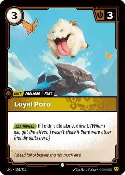 Loyal Poro (UNL) #156/219 Common Unleashed Riftbound: League of Legends Trading Card Game: 2026